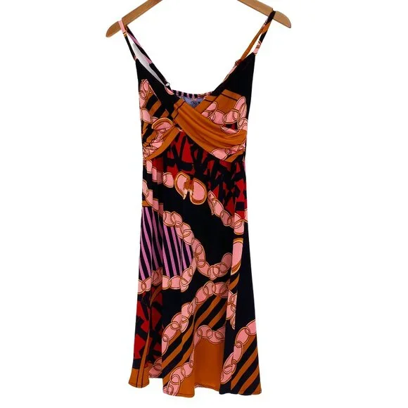 Flora Kung NWT $460- Black Pink Jewel Print Silk Jersey Cami Babydoll Dress - Picture 3 of 3